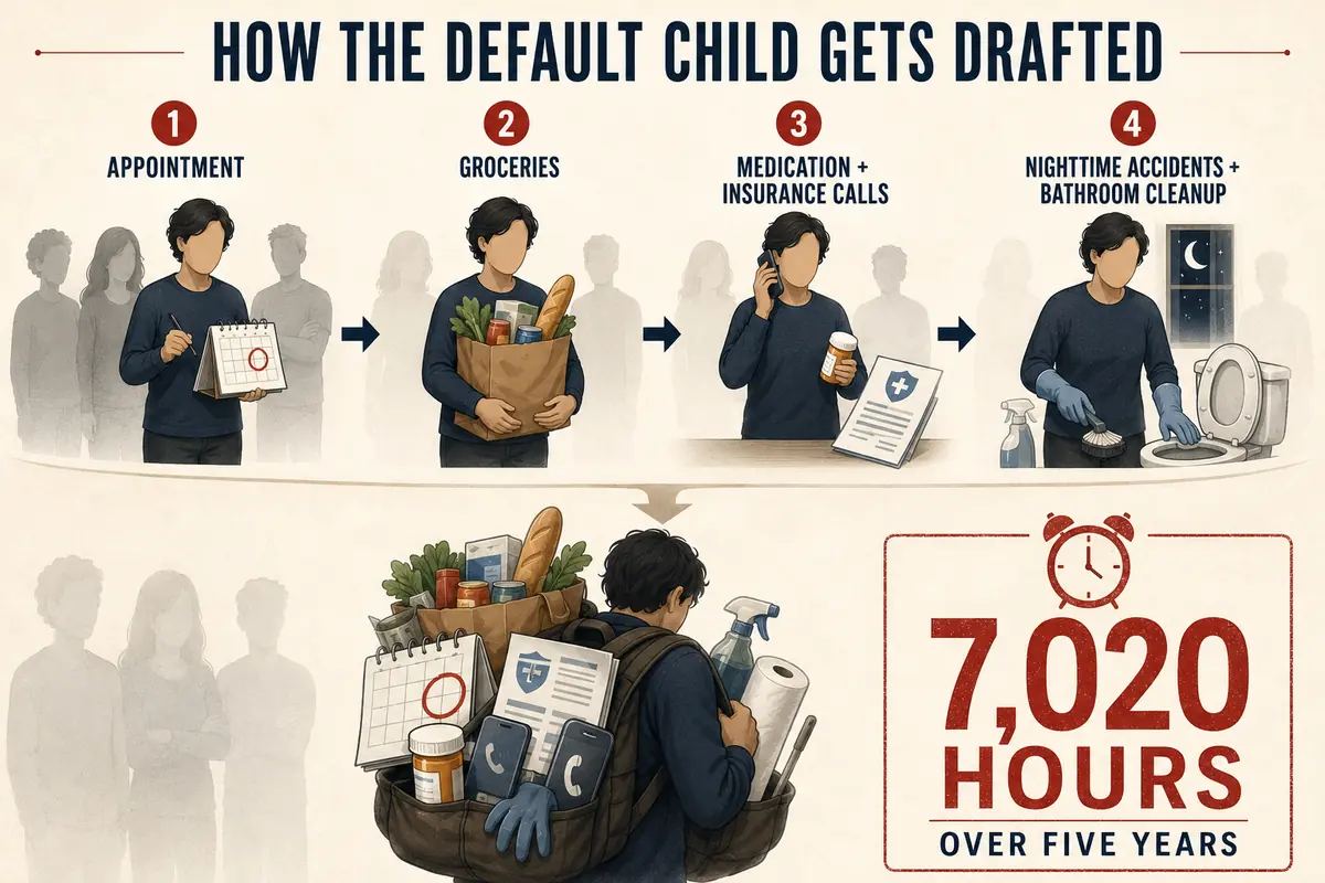 The Family Drafts One Child Without Ever Taking a Vote — editorial visual